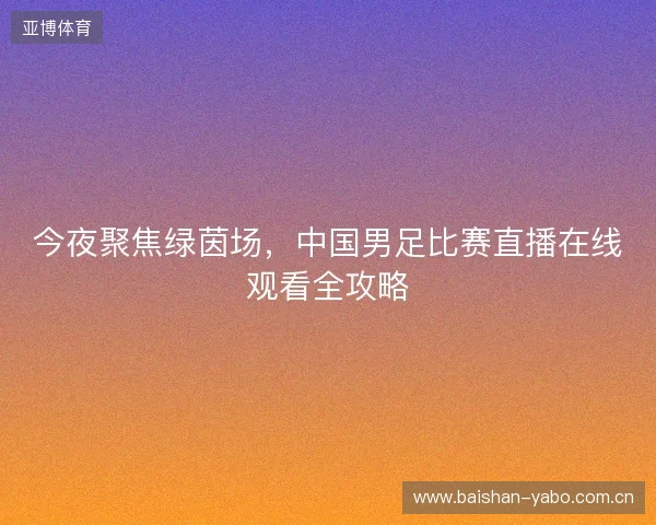 今夜聚焦绿茵场，中国男足比赛直播在线观看全攻略