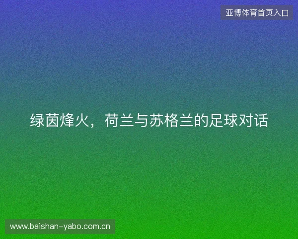 绿茵烽火，荷兰与苏格兰的足球对话